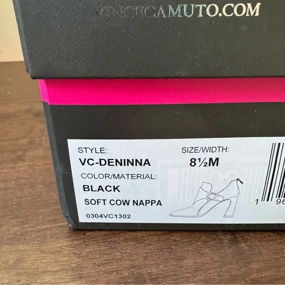 Vince Camuto Black Ankle Boots with Gold Buckle - Picture 9 of 10